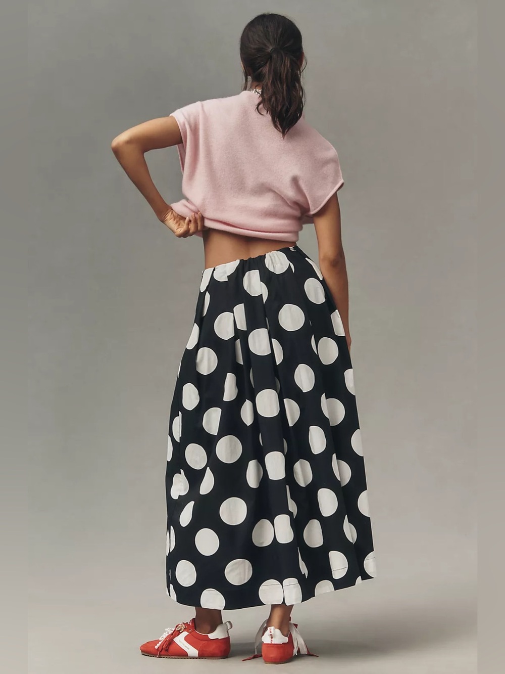 New Anthropologie Maeve Cotton Poplin Pleated Midi Skirt Size XL - Picture 2 of 7